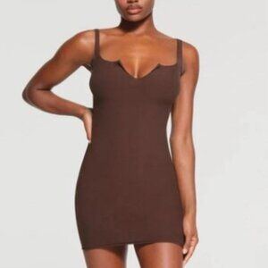 SKIMS Espresso Raw Edge Intimates Dress NWT M